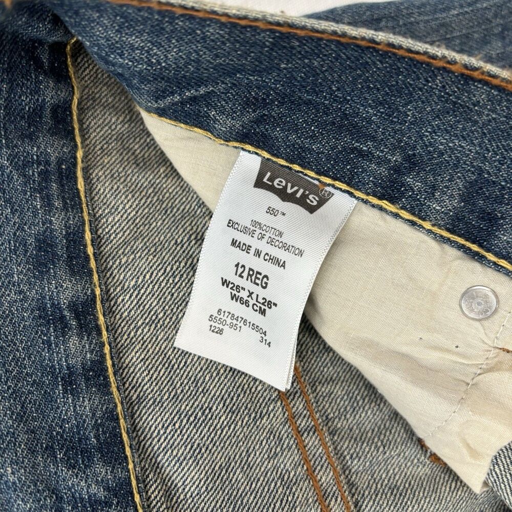 Levi's 550 Relaxed Fit Jeans Boys Size 12 Reg W26 x L26 Blue Denim - Picture 7 of 9